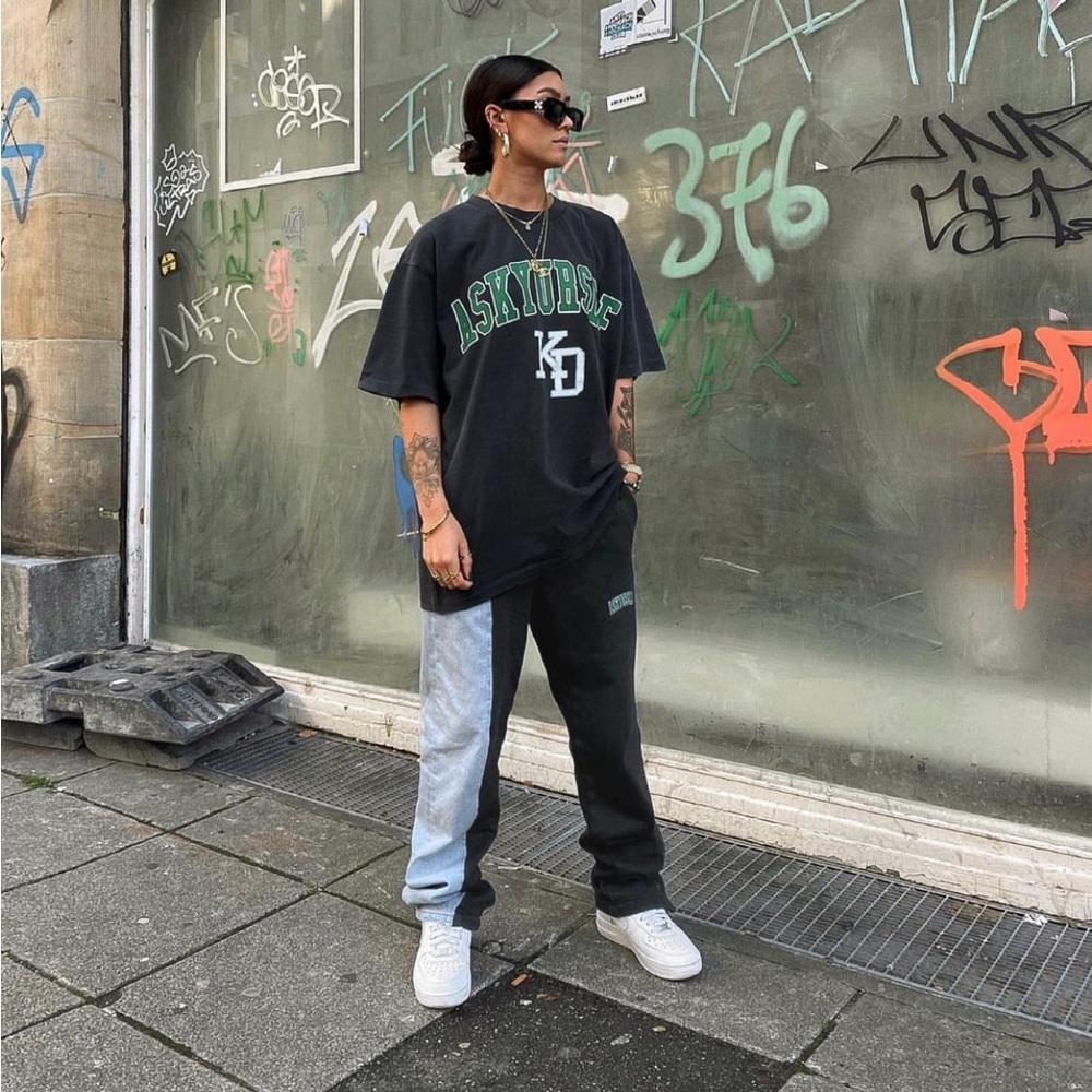 Kim duong x askyurself sweats and jeans mixed media pants